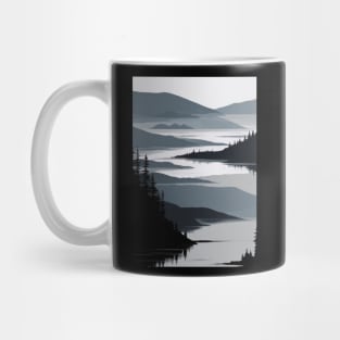 Flat Lineart - Grayscale Lake Mug